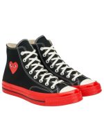 Converse Red Sole High Top Black on front side