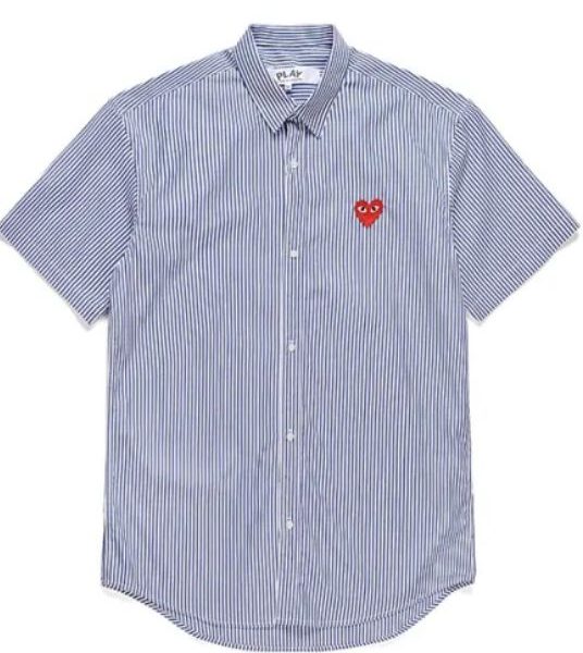 CDG Striped Short Sleeve Polo Shirt - Blue