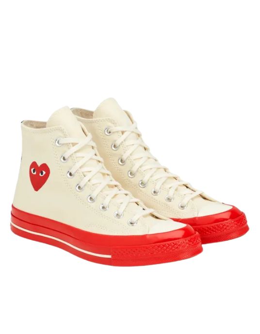 Converse Red Sole High Top White Converse Red Sole High Top White on front side
