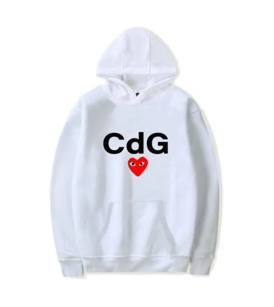 CDG Red Heart Front Print Hoodie in front side